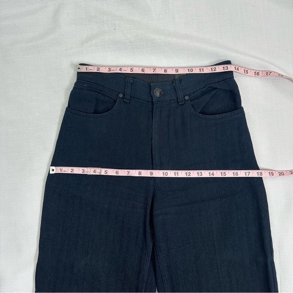 Rag & Bone Women's size 2 Navy Blue Herringbone Wide Straight Leg Ankle Pants - Picture 7 of 11